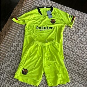 Kids Neon Yellow Soccer Jersey Set